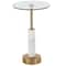 22" White Marble Round Accent Table with Gold Metal Rod & Base